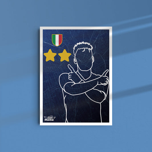 Poster con Cornice bianca 30x45 | Esultanza El toro con tricolore e stelle