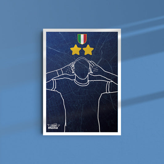 Poster con Cornice bianca 30x45 | Esultanza Derby con tricolore e stelle